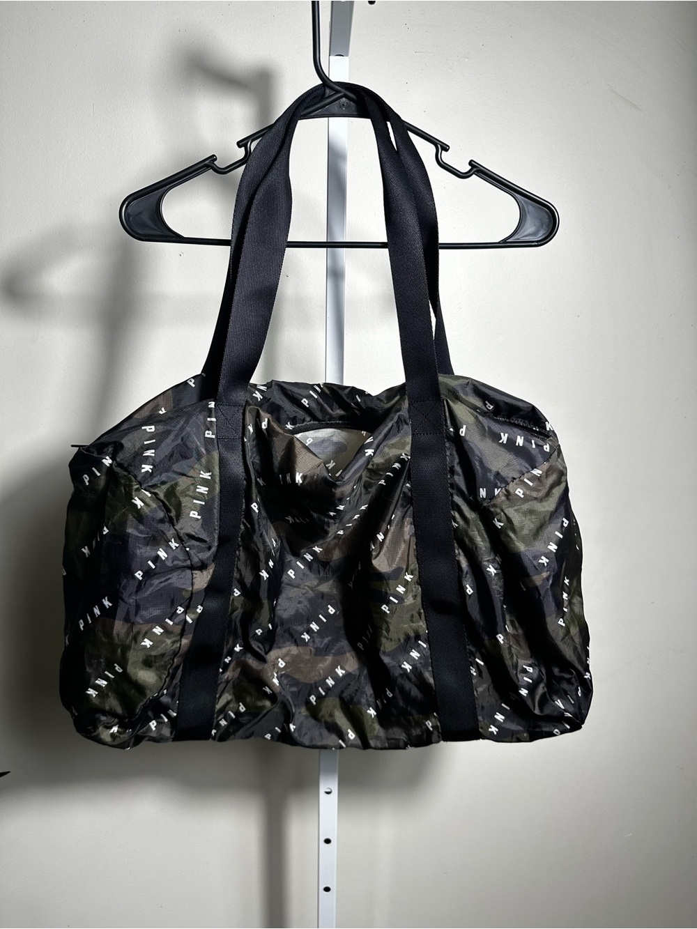 PINK Victoria's Secret Black & Green Camo Duffel Bag